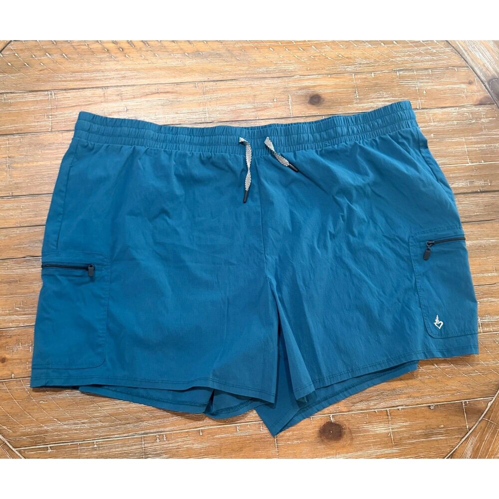 Happy Camper by Torrid Womens Size 4 Teal Swim Shorts Zip Pocket Stretch
